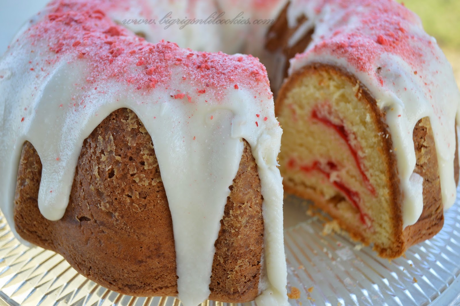 Strawberry Swirl Cream Cheese Pound Cake