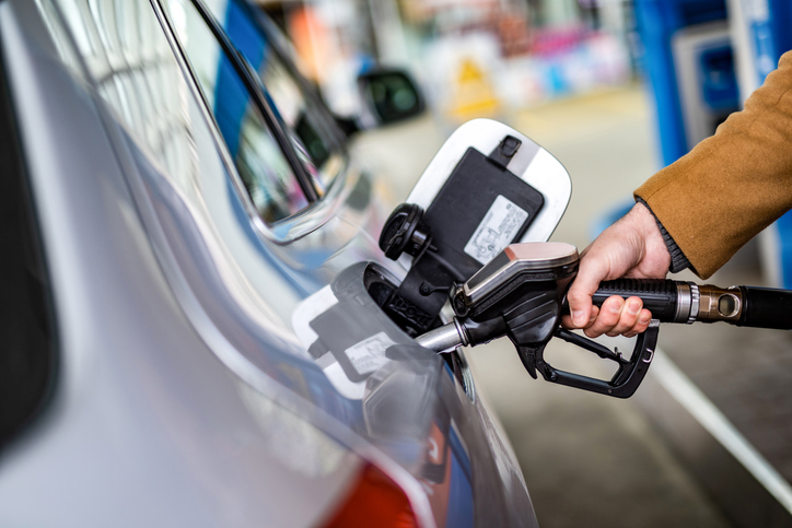 Refueling a car close-up.