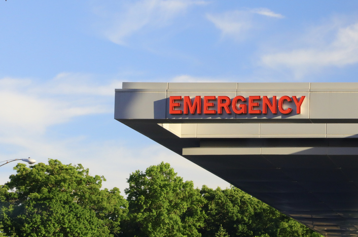 Overhead generic emergency sign at a hospital