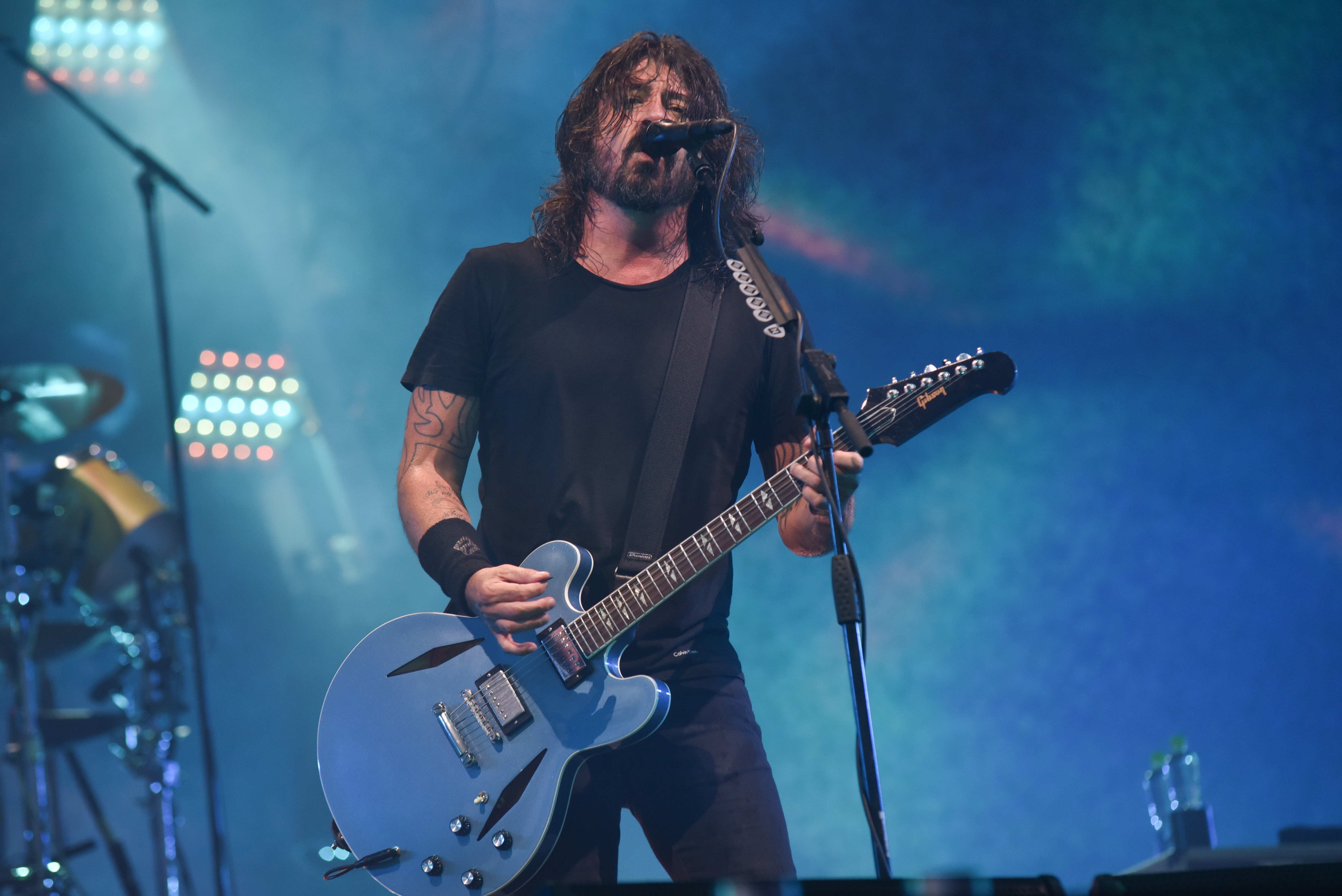 Foo Fighters performing at Leeds Festival