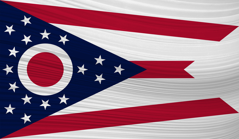 Waving flag of OHIO in United States.