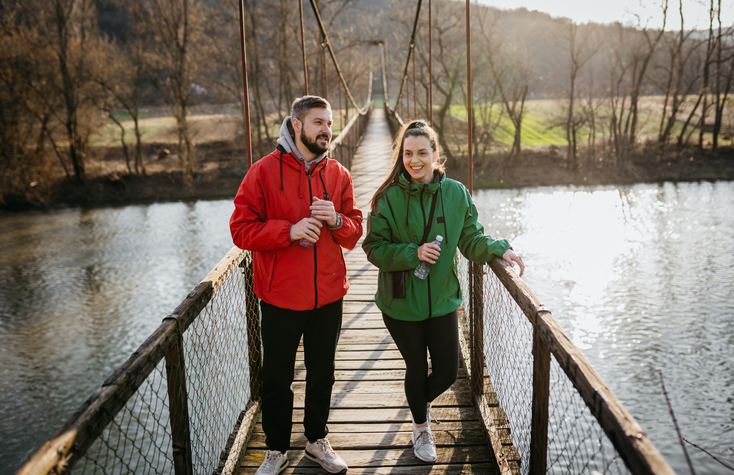 Couple taking a walk in the park