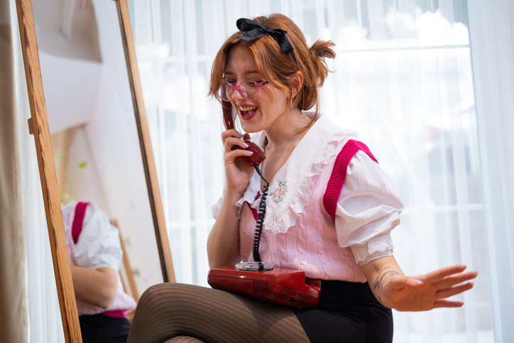 Vintage Lifestyle Portrait With Rotary Phone