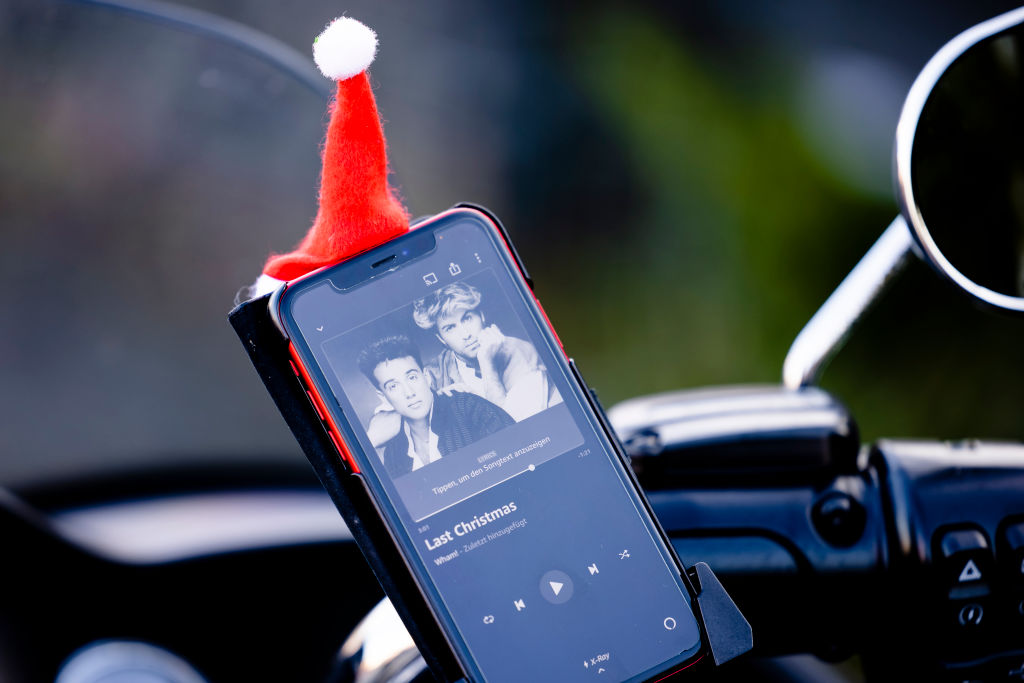 Santa Claus motorcycle demonstration in Kiel