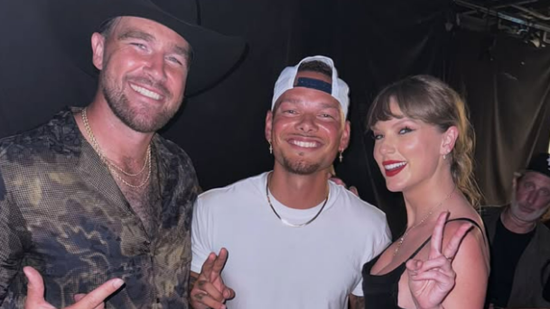 Travis Kelce, Kane Brown, and Taylor Swift
