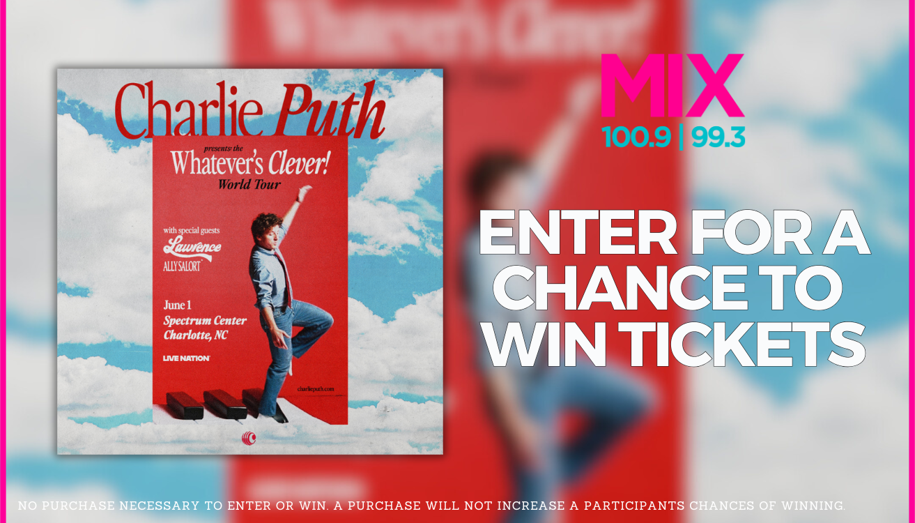 Saturday January 17-Friday January 23 Charlie Puth Spectrum Center Register to Win Ticket Giveaway