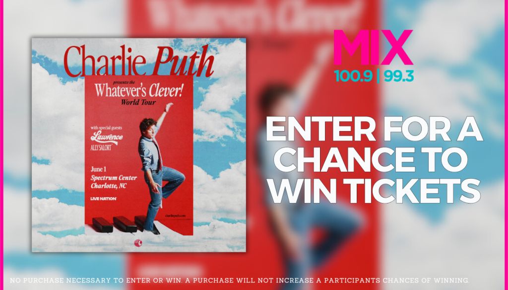 Saturday January 17-Friday January 23 Charlie Puth Spectrum Center Register to Win Ticket Giveaway